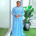 African plus-size women's fashion: european and american style ruffle trim, pleated long sleeve dress - perfect for  & cross-border e-commerce