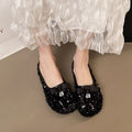 fashionable casual evening french bowknot new spring sequin flat loafers women's single shoes