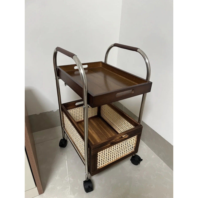 Stainless steel 2-layer trolley DIY Xiaohongshu with wheel rack basin frame bedroom multi-layer mobile storage cp