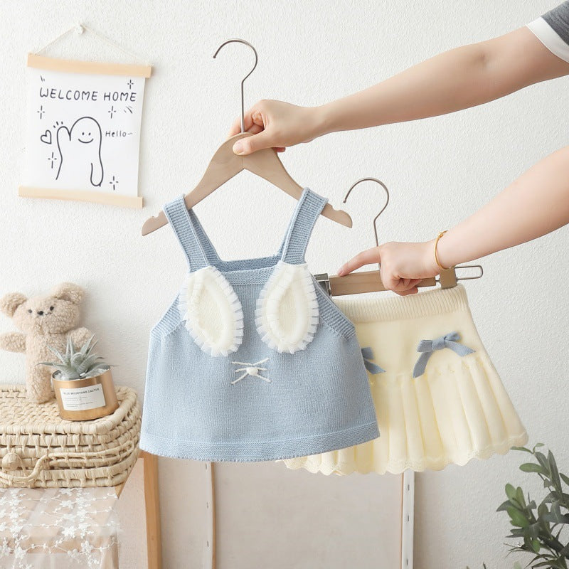 Girls' knit vest set - new autumn  collection: two-piece sweater and vest outfit for little girls