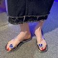 New fashion transparent sapphire butterfly flip-flops women's summer outwear new crystal non-slip popular beach flip-flops