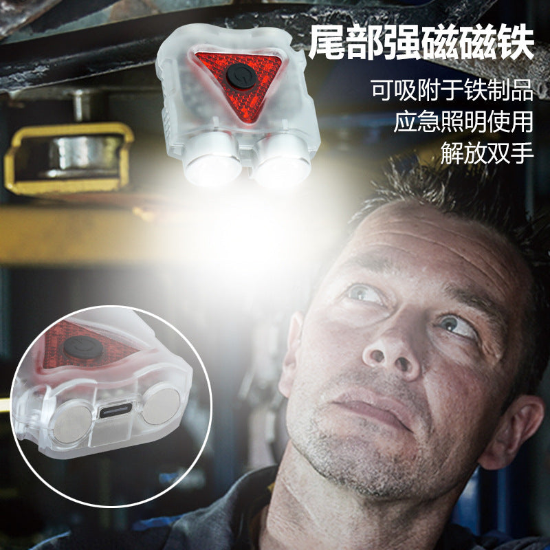 Cross-border keychain light, cap clip light USB charging, waterproof work, emergency light, outdoor portable warning light, small flashlight