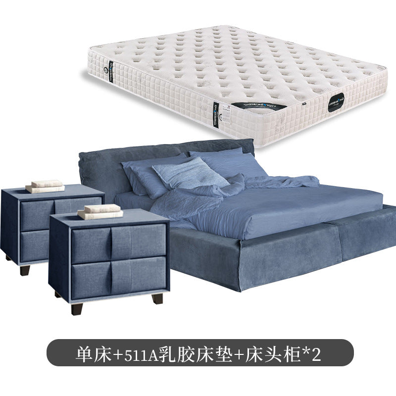Italian normcore paris bed designer down soft bag nubuck leather master bedroom accessible luxury double leather bed