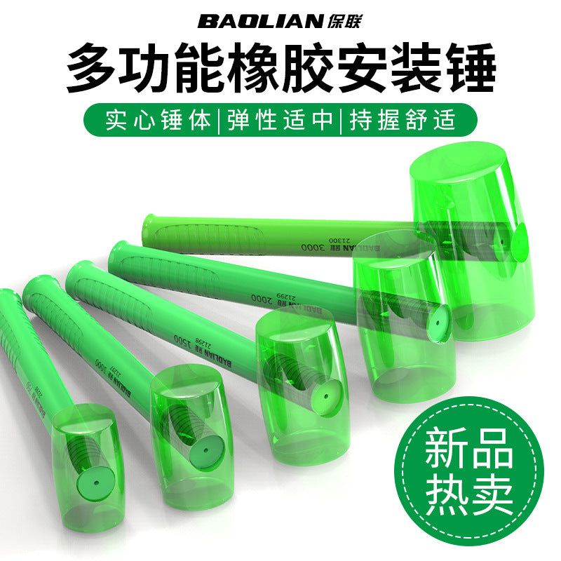 Transparent solid rubber hammer, high elasticity abrasion resistant ceramic tile knocking rubber installation hammer, bubble wrap anti-bending hammer