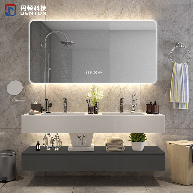 Nordic rock slab integrated bathroom cabinet combination light luxury smart washstand bathroom face wash hands double basin bathroom cabinet