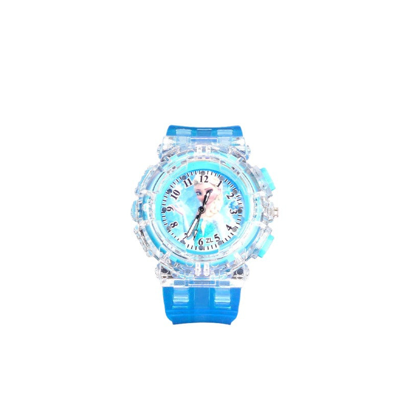 Elsa princess kids watch - girls' luminous electronic watch, cartoon toy, preschool 3-6 years old, waterproof night light