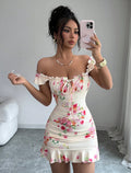 cross-border fashion women's sexy floral 3d slim-fit dress (for us & european markets)