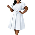 D3370 cross-border  fashionexportrufflesnew arrivalstereo flower large size women's african dress