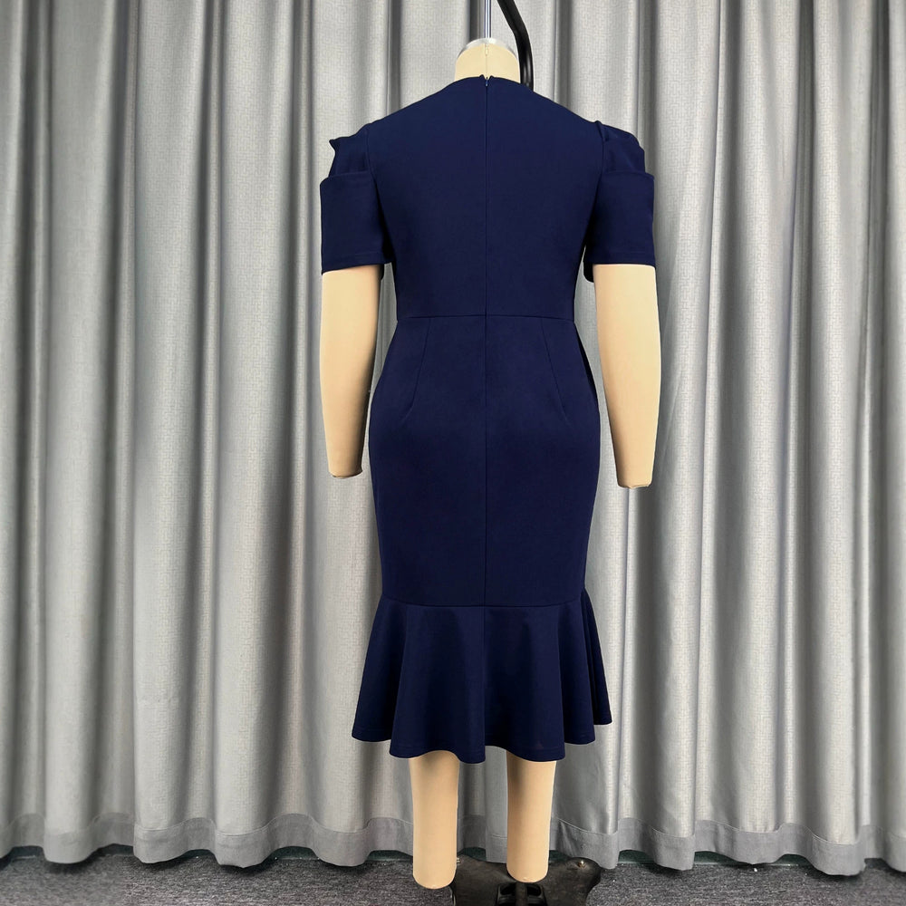 European and american 3d appliqué slimming dress - waist-cinching, figure-flattering v-neck bodycon mermaid tail gown dresses