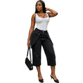 European and american style high-waisted cropped jeans - new  cross-border women's fashion with asymmetrical button design and wide leg