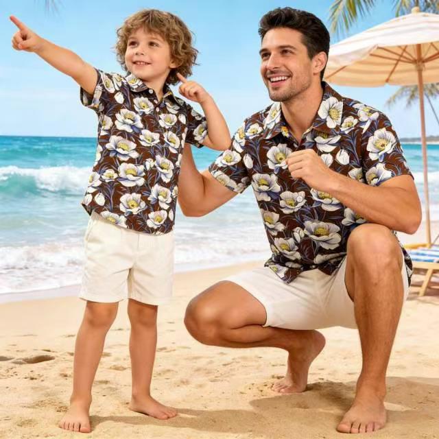 spring/summer hawaiian shirt for boys, short-sleeve patterned print shirt, children's shirt, chiffon top