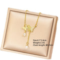 [titanium steel] hot-selling pearl butterfly necklace for women accessible luxuryfashion classy copper micro-inlaid clavicle chain jewelry