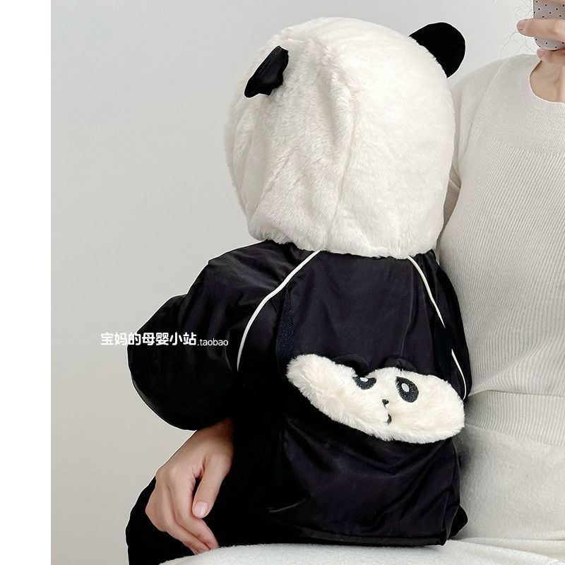 Baby winter romper fleece-lined hooded warm bodysuit for boys and girls - super cute thickened outdoor crawling suit