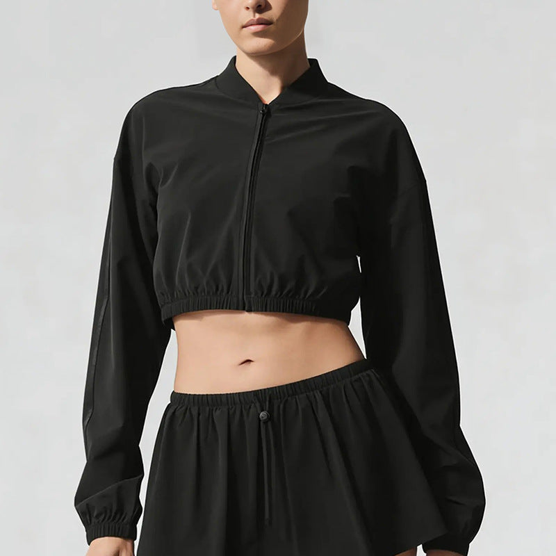 cool cloth sportswear casuallong sleevesfashion quick-drying tops short skirt zipper sun protection clothing breathable outwear summer