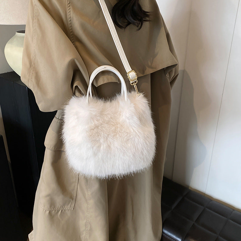 Furry portable small bag fashion strap Furry small square bag autumn and winter texture women's messenger bag