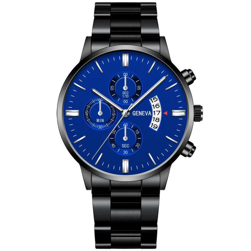 watch fake three-eye men's steel band watch business casual calendar quartz watch men's spot other