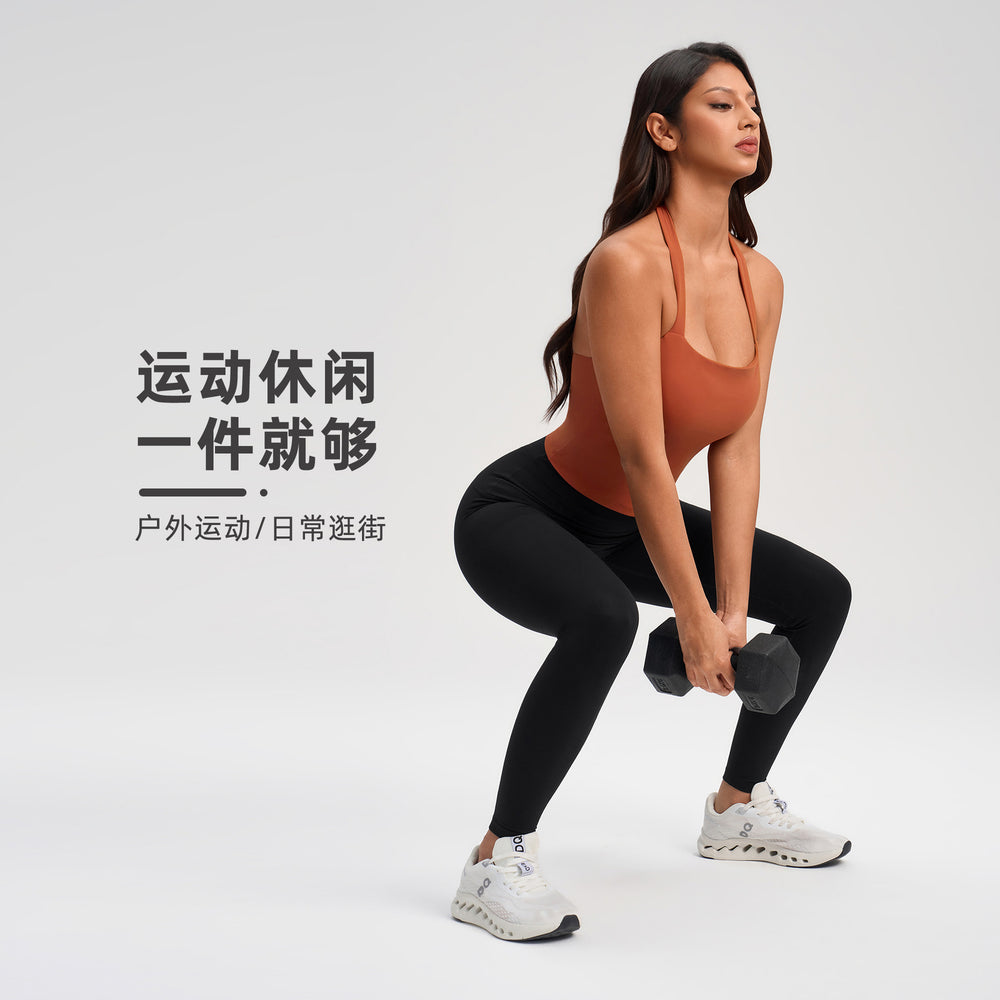 Sexy halter top with built-in bra pads - push-up, running, fitness, yoga tank top - yg-1010