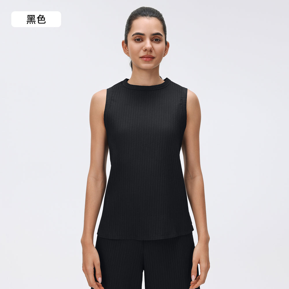 Simple round neck sleeveless tank top women's slim fit vest base layer top comfortable breathable activewear d26020