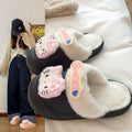 New arrivalwinterheattech detachable cotton slippers for women popular cartoon kt cat dopamine style durable princess cotton shoes