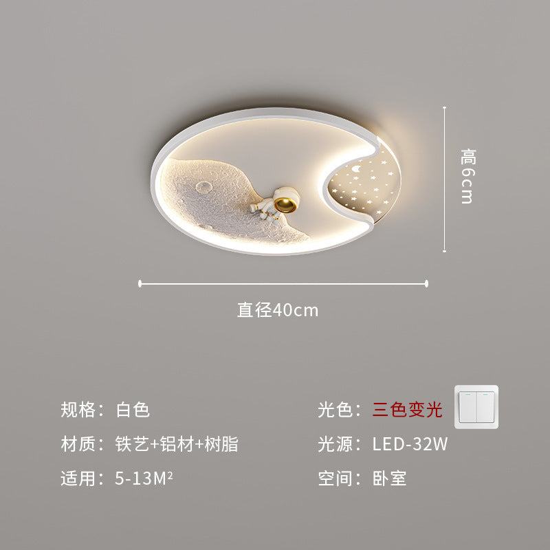 Children's room eye protection full spectrum astronaut ceiling light, boys and girls bedroom room warm lighting LED lamps