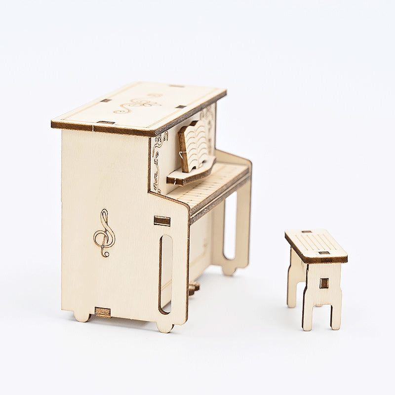 Homemade piano, hand-cranked music box, handmade DIY technology production, small invention, scientific experiment material package for primary school students