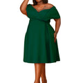 Amazon  women's summer short-sleeve v-neck solid color tie-up african off-the-shoulder plus size maternity fashion dress