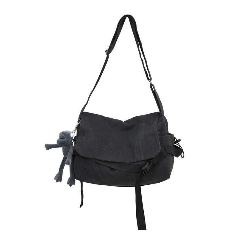 Crossbody bag men's trendy brand college student schoolbag Japanese canvas bag versatile retro simple backpack casual shoulder bag