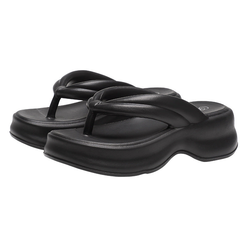 Thick sole flip-flops for women summeroutwear stepping on shit feeling eva heightening beach flip-flops easiest for matchcasual sandals