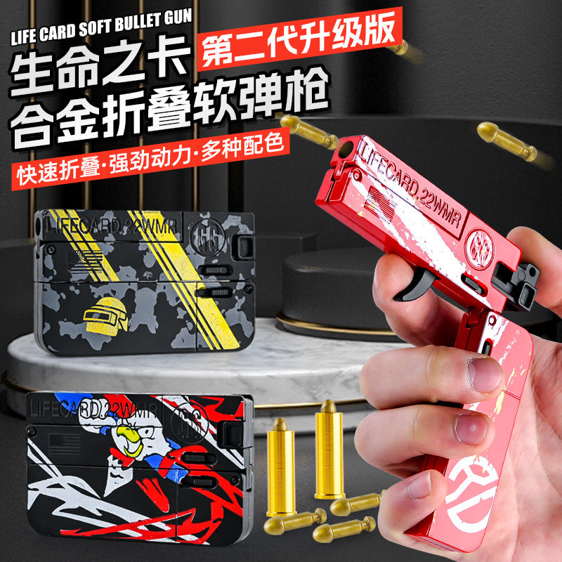 New life card ii adult trendy foldable all-alloy card gun toy - soft bullet gun for boys