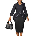 D611 european and american style women's winter new arrival professional ruffle long sleeve dress elegant pencil cross-border dress