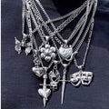 Wholesale retro punk cross necklace - european & american cross-border dark aesthetic skull heart pendant - halloween accessories for women
