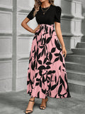 Amazon  european and american women's floral print high-waisted elegant chiffon dress - chic & versatile for work