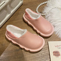 Waterproof cotton slippers for women, suitable for wearing outdoors in autumn and winter. thick-soled, closed-back cotton slippers, indoor/outdoor fuzzy slippers, non-slip postpartum shoes
