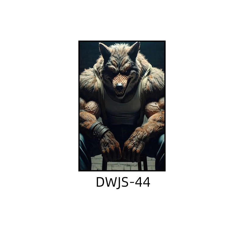 Gym decorative painting industrial style boxing hall hanging painting taekwondo martial arts hall fighting creative animal cartoon mural