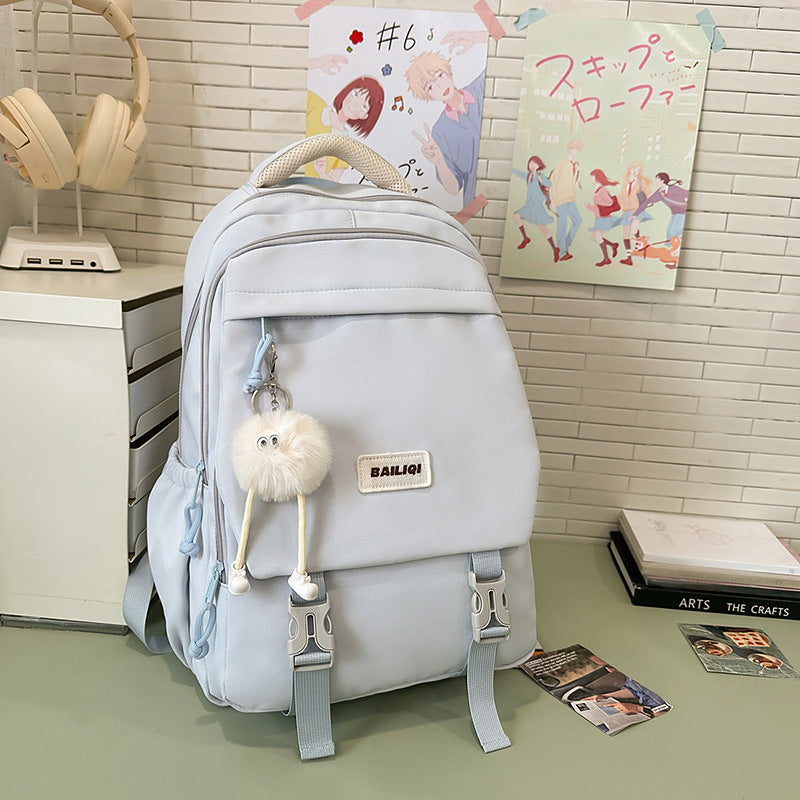 Simple solid color lightweight durable student backpack - available in small, medium, and large sizes - perfect for elementary, middle, high school, and university students