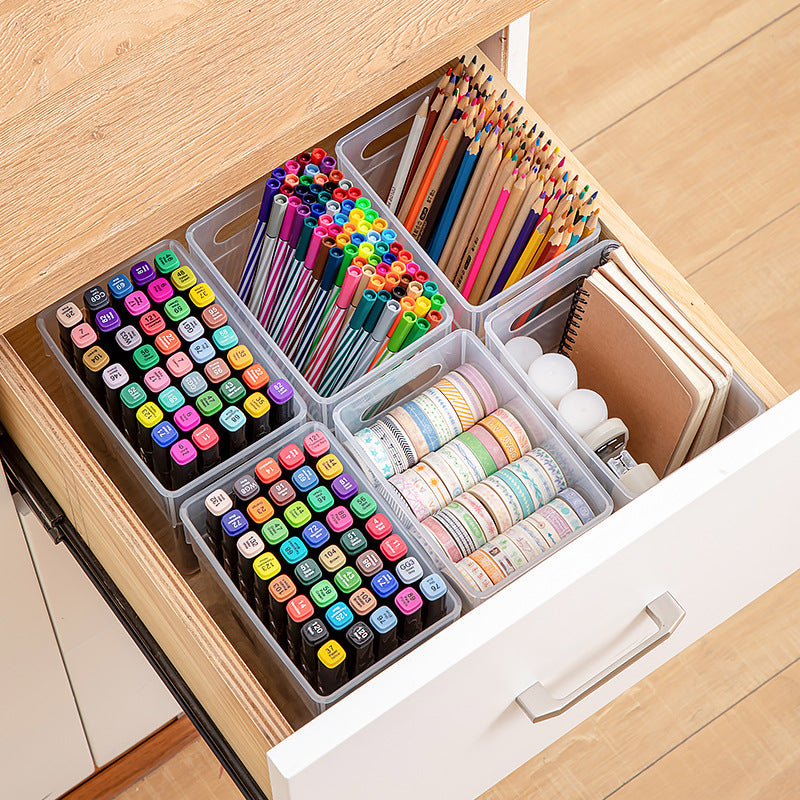 Desktop Drawer Marker Stationery Storage Box Plastic Transparent Pen Holder Sundries A4 Book File Storage Box Wholesale