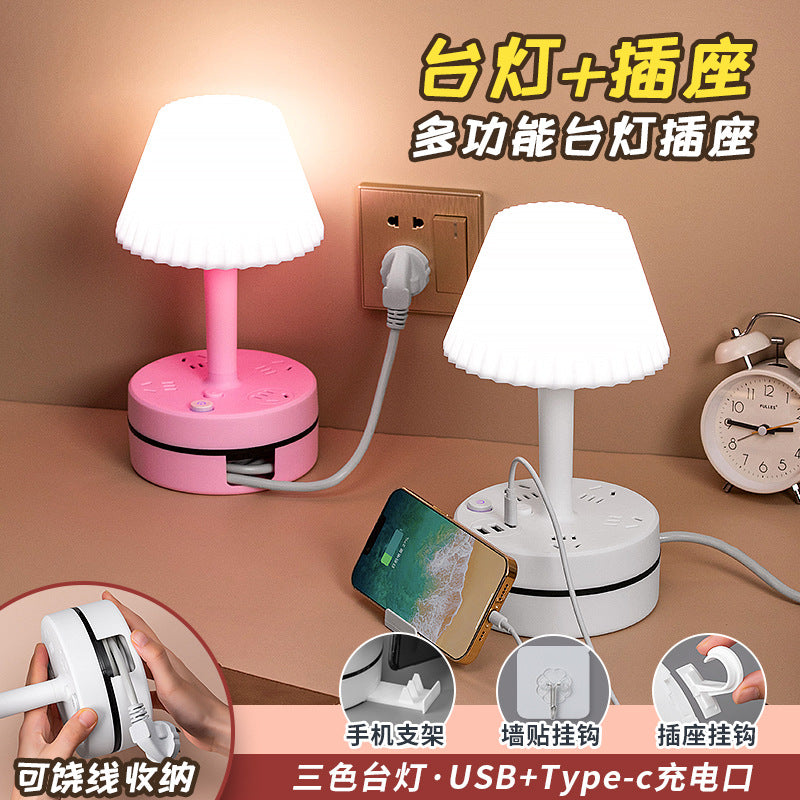 Collapsible power strip with integrated usb charging and eye-care desk lamp - perfect for home, office, or dorm room