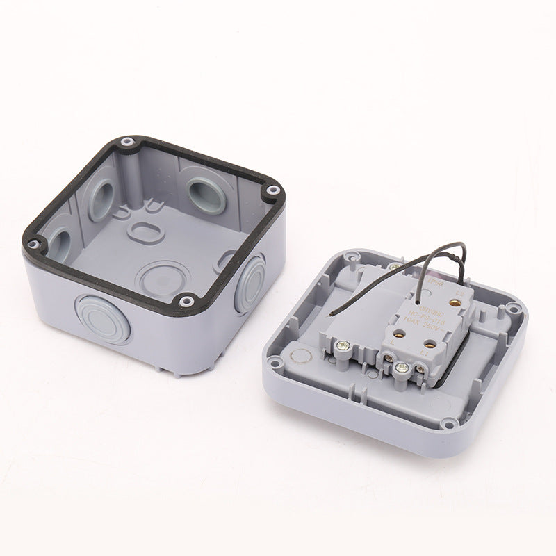 Outdoor waterproof switch single-open double-control surface-mounted outdoor rainproof button box double-open one-open high-power street light 220v