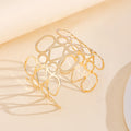 Wholesale hollow-out bangle bracelets - european & american cross-border jewelry, unique polished alloy bangles, high-end wide geometric bracelets for women