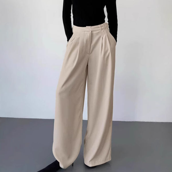 2025 spring new commuter high waist suit pants women's fashion drape wide leg pants casual trousers design sense women's clothing