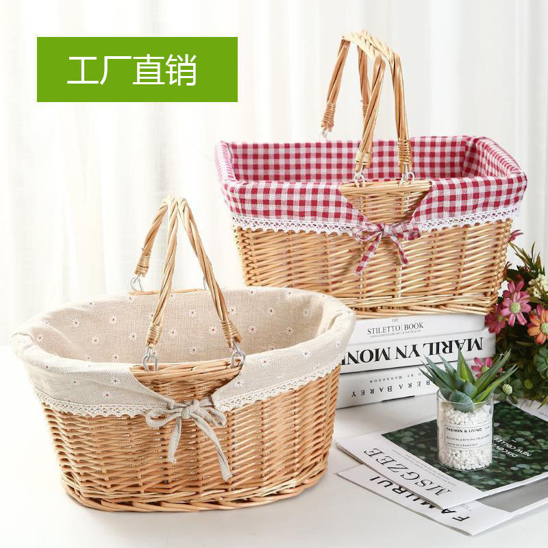 Rattan picnic basket, picking basket, storage basket, shopping basket, bamboo basket, gift basket, wicker fruit basket, hand basket, grocery basket