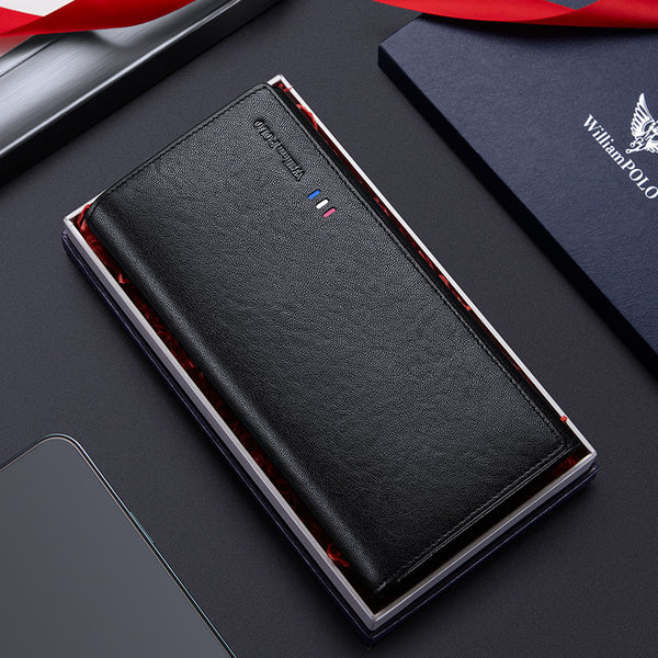 Emperor Paul Men's Leather Wallet First Layer Cowhide Leather Wallet Long Fashion Multi-Card Card Bag Genuine Soft