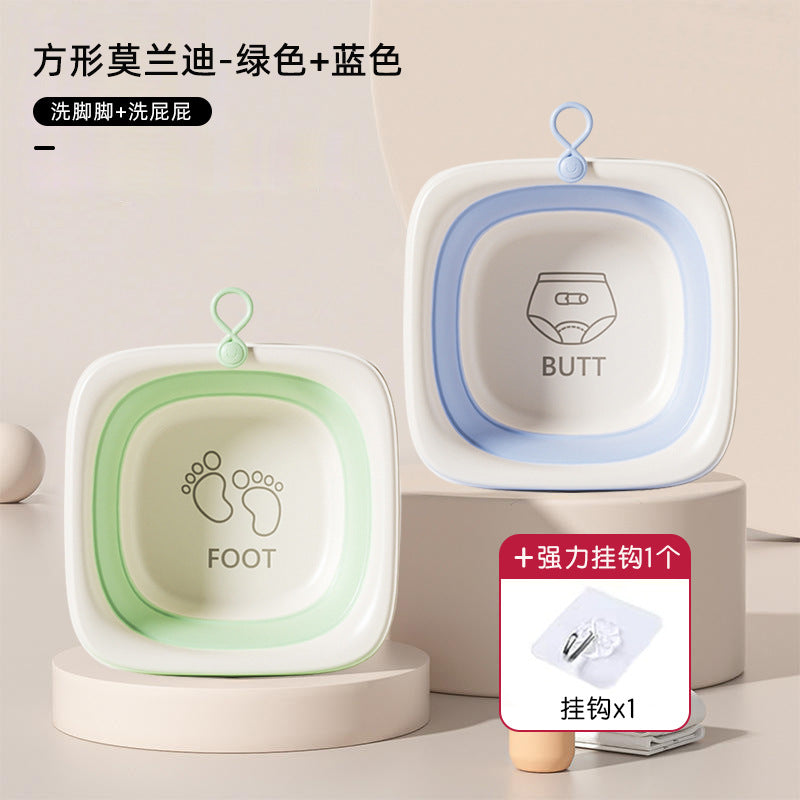 Wholesale newborn baby folding wash basin - square kids foot & bottom washing plastic basin - dormitory & home use small washbasin