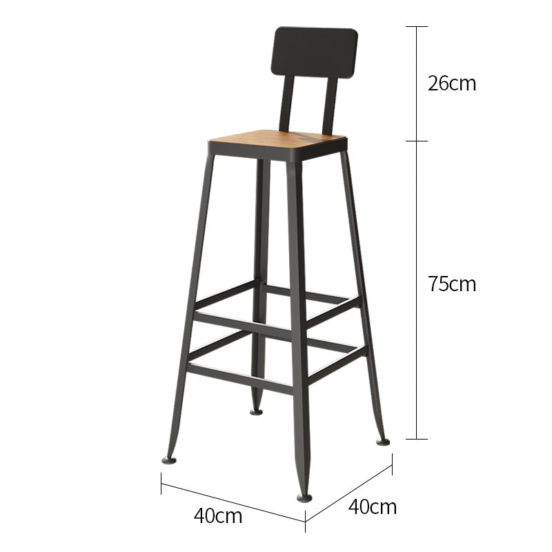 Bar table and chair combination Industrial style wrought iron solid wood bar High foot milk tea shop Cake shop Narrow table against the wall