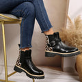 Plus size british style martin boots for women - new autumn/winter  collection - round toe, chunky sole, leopard print, versatile women's boots