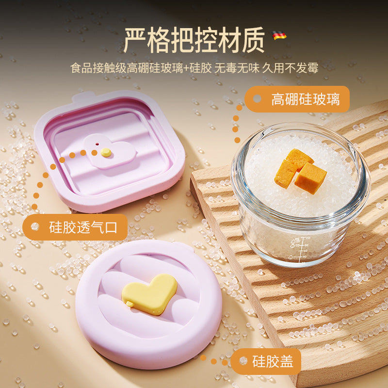 Baby complementary food box with lid sealed complementary food bowl newborn baby glass fresh-keeping box frozen box sealed storage box