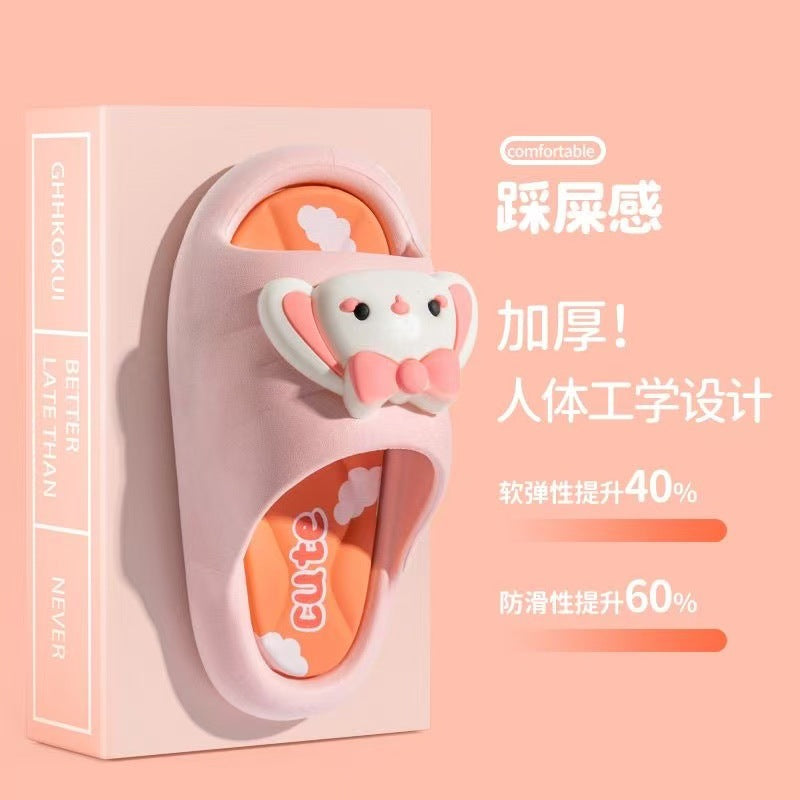 Ready-to-ship summer girls' slippers: bunny cartoon indoor anti-slip bathroom bath cute soft sole kids' slippers