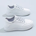 Women's shoes 2025 new spring autumthick sole leather surface platform shoes petiteseasiest for matchcasualeasiest for matchplatform shoes white shoes women