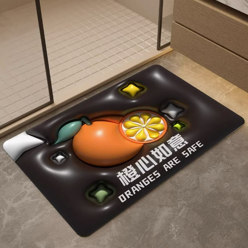 Expanding floral 3d diatomite mud absorbent mat - quick-drying bathroom floor mat, non-slip toilet rug, home carpet pad