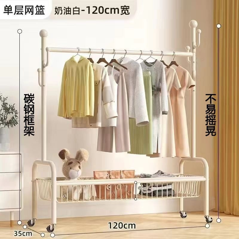 Scandinavian simple clothes drying rack indoor bedroom thickenedmovable floor-standing clothes rack clothes rack floor-standing